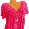 Large Size, Floral Top, V-neck, T-shirt, Loose Fit, Short Sleeved, Printed T-shirt