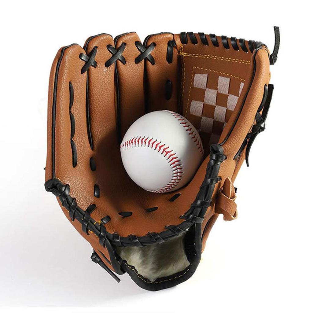 Zongsi Baseball Glove 9.5 Inches Softball Pitcher Catcher Kids Youth Adults Shock Absorption Left-Handed Brown