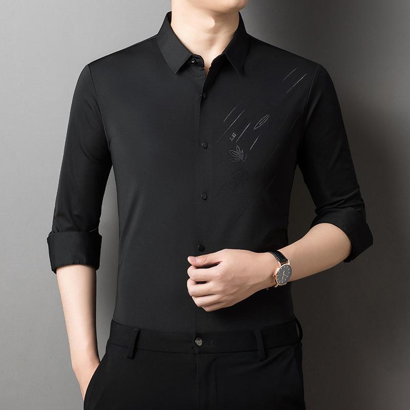 

Осенние новые мужские рубашки с длинными рукавами и приталенными лацканами для мужчин среднего возраста, повседневные готовые рубашки с принтом XXXXL