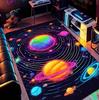 Neon Galaxy Planet Rug Solar System Floor Mat for Bedroom Living Room Anti-Slip UFO Space Carpet for  Room Game Room Decor