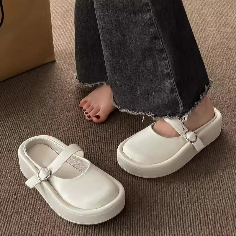 Big Head Ugly Cute Bag Head Half Slippers Women's Summer 2025 New Lazy Heelless Sandals Platform Slippers Foreign Trade