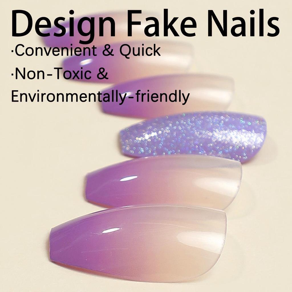 Glitter Gradient Wearable Halo False Nails Set