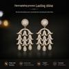 Elegant Trumpet Flower Zircon Earrings: High-Quality S925 Silver Needle, Versatile Medium-Length Design for Women