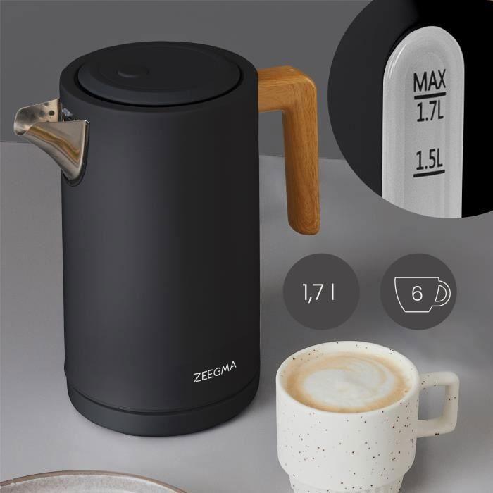 Bouilloire électrique - ZEEGMA - Ketlee - 1,7 L - 2200 W - Noir/Bois