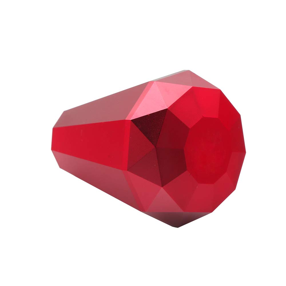 Kyostar Universal Diamond Shape Gear Shift Aluminum Shifter Knob 8M/10M/12MM Adapter (Red)