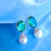 Nadel Temperament Simulation Paraiba Turmalin Smaragd Perle Ohrringe Anhänger Zirkon Ohrschmuck