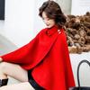 Cape Shawl Women's Retro British Style Lapel Collar Button Design Solid Color A-word Loose Sleeveless Coat Spring Autumn