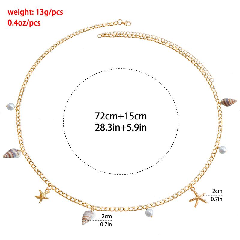 Hot Selling Monolayer Starfish Shell Pendant Hollow Out Alloy Waist Chain Beach Bikini Body Chain