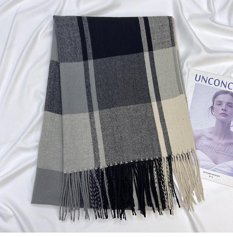 Plaid Scarf Female Autumn Winter Tassel Imitation Cashmere Shawl