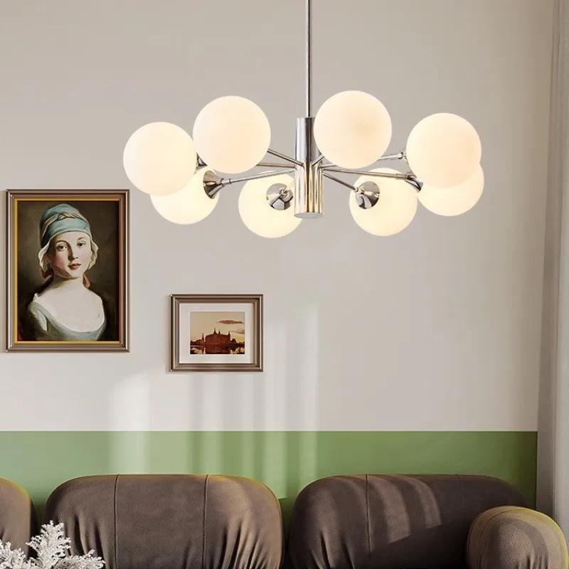 Nordic Luxury Glass Ball Chandelier Danish Designer Retro Magic Bean Living Room Pendant Light Bauhaus Medieval Bar Light