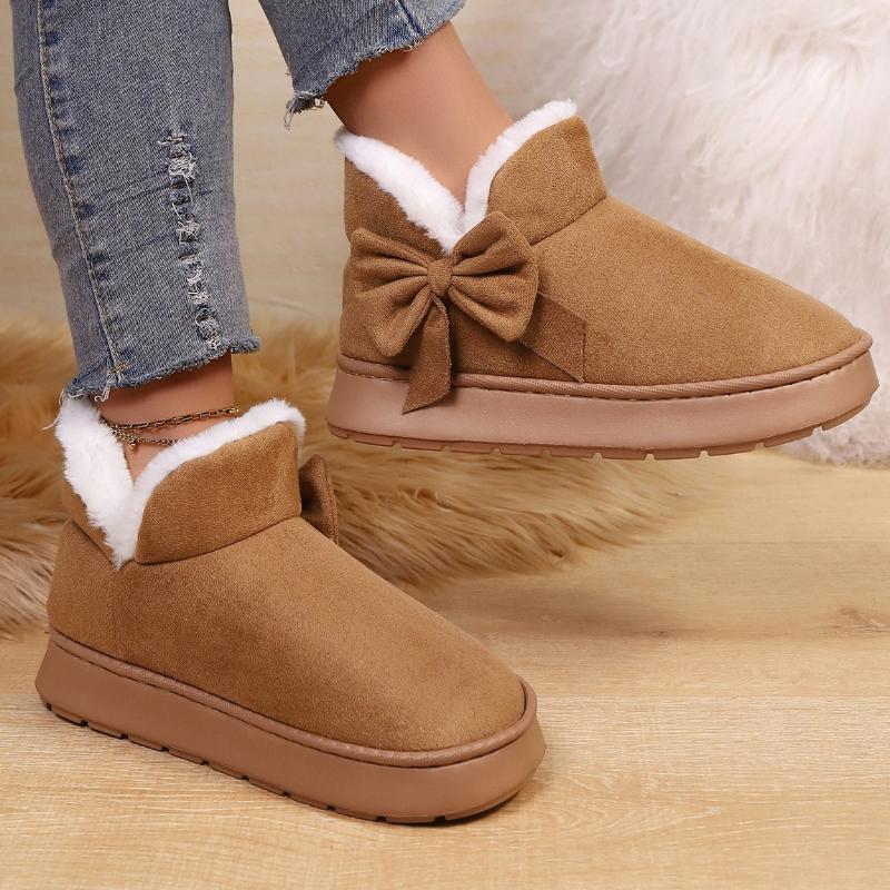 Damen-Kurzstiefel für Herbst und Winter, Schneestiefel, rutschfeste flache Schuhe, warme Schuhe