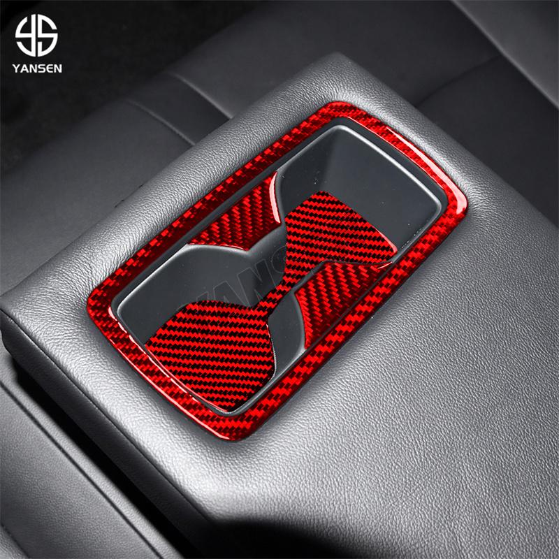 Rear Water Cup Holder Carbon Fiber Sticker for Toyota RAV4 XA50 2019 2020 2021 2022 2023 2024 Accessories