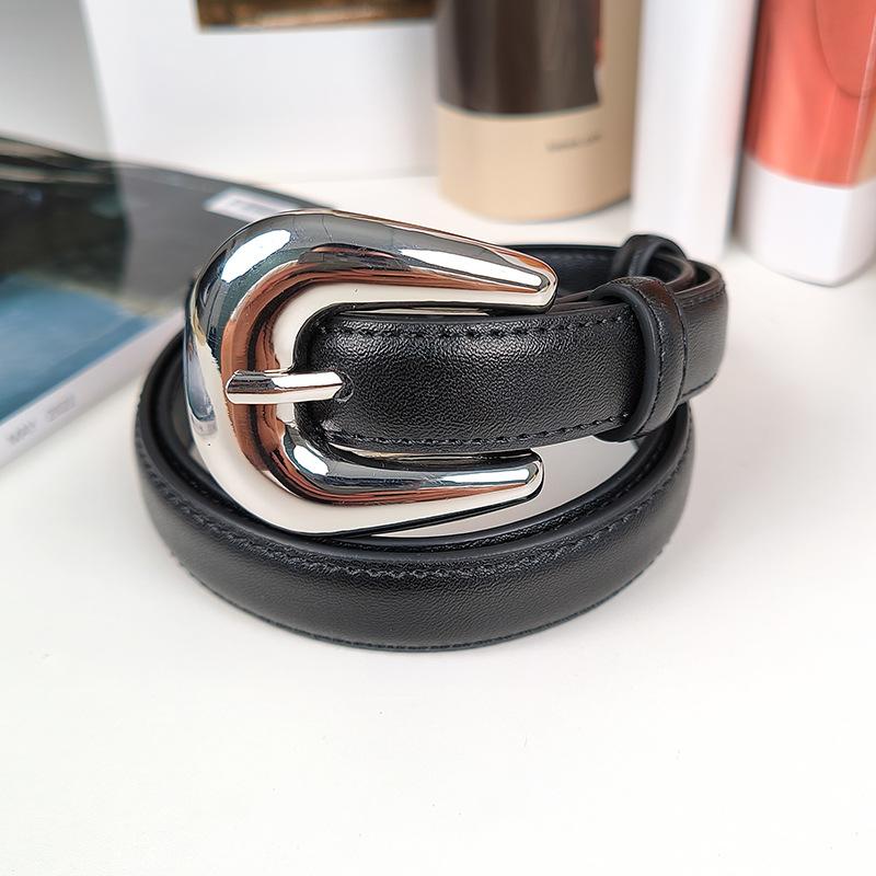 

elt zinc alloy leather belt women s fashion versatile belt with long skirt eans 95*1.8cm (supports customized sizes)