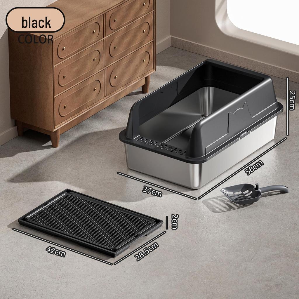 Stainless Steel Top-Entry Cat Litter Box, Anti-Splash Design