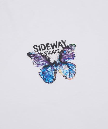 IMPROMES Casual SIDEWAYSTANCE Art Butterfly Short Sleeve T-Shirt, Men's, White