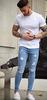 Petite De Français Men's Distressed Skinny Denim Pants, Stylish Denim, Oversized Pants, Popular Men's Denim, Skinny Pants D-2 (Blue, Size 01 S)
