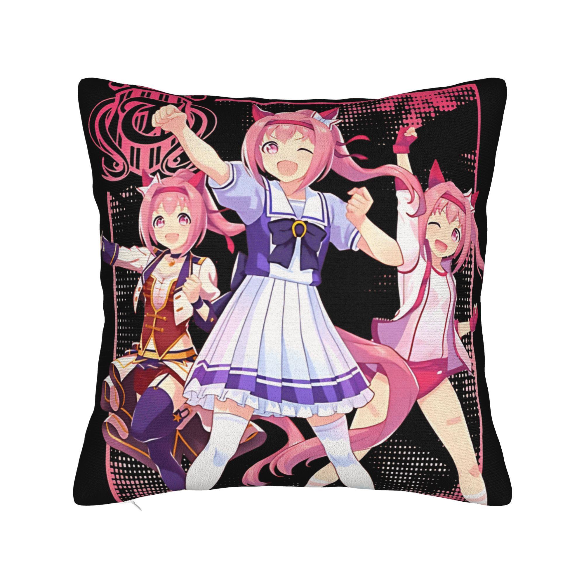 Наволочка Haru Urara Дизайн Umamusume Наволочка для дивана, автомобиля, домашнего декора Новинка Наволочки 20x20Inch