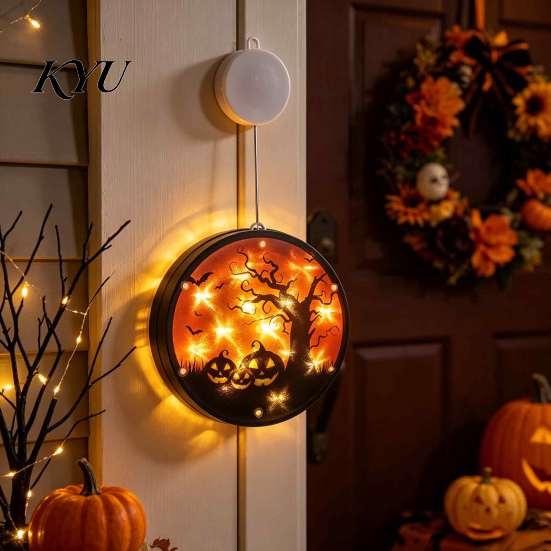 Indoor Holiday Atmosphere Lamp Halloween Window Decor Light, Battery Powered Ghost Pumpkin Fairy Portable Operated Light String Lantern for