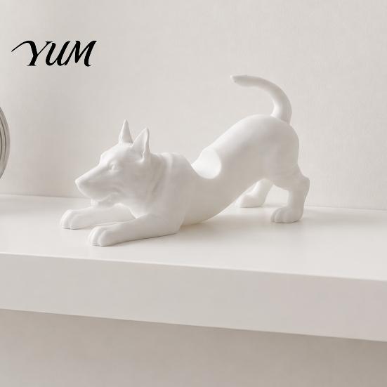 Minimalist Desktop Ornament for Office Cute Dog Pen Holder, 3D Printed Pencil Stand, Small Kawaii Puppy Figurine Rack Stretching Desk Organizer