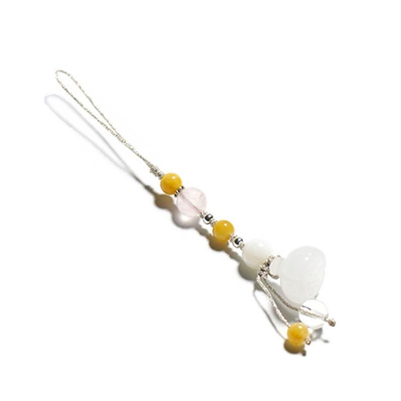 Stylish White Keychain Pendant Delicate Keychain Elegant Beaded Phone Chain Pendant Hangings Jewelry Accessory белый