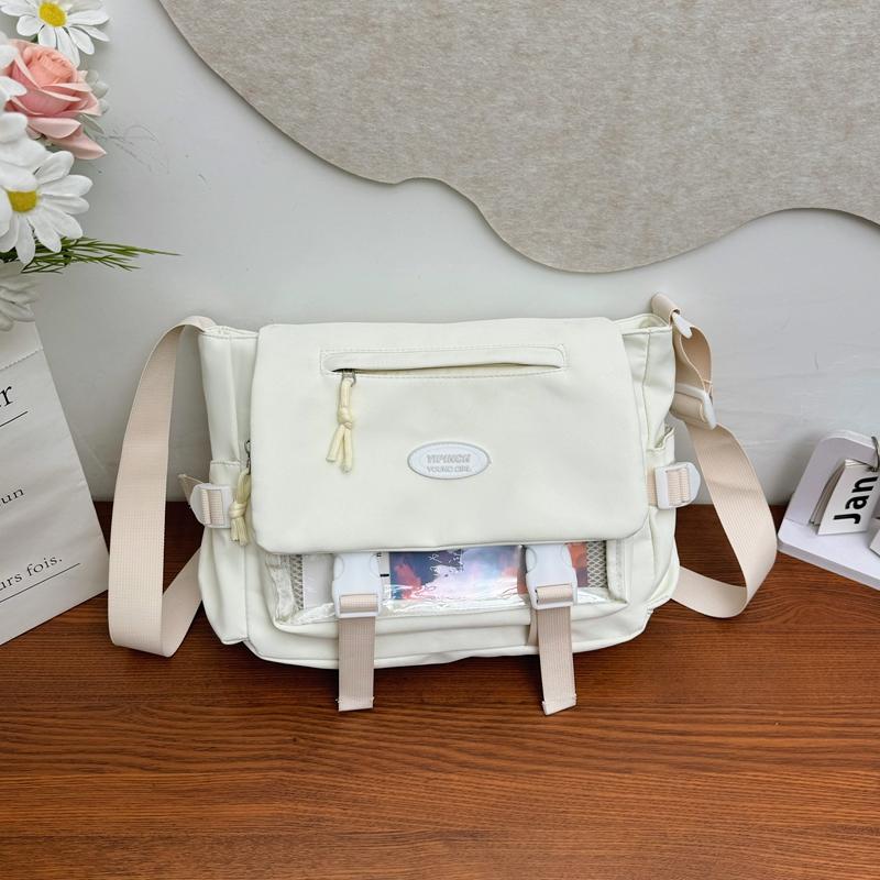 College Style Women's Crossbody Bag Student's Large Capacity Messenger Bag Color Contrast Shoulder Bag