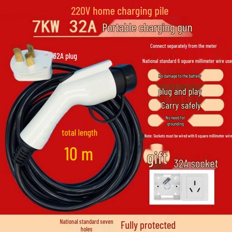 Temperature-Controlled Portable Car Charger Without Ground Wire - Universal Electric Car Charging Gun