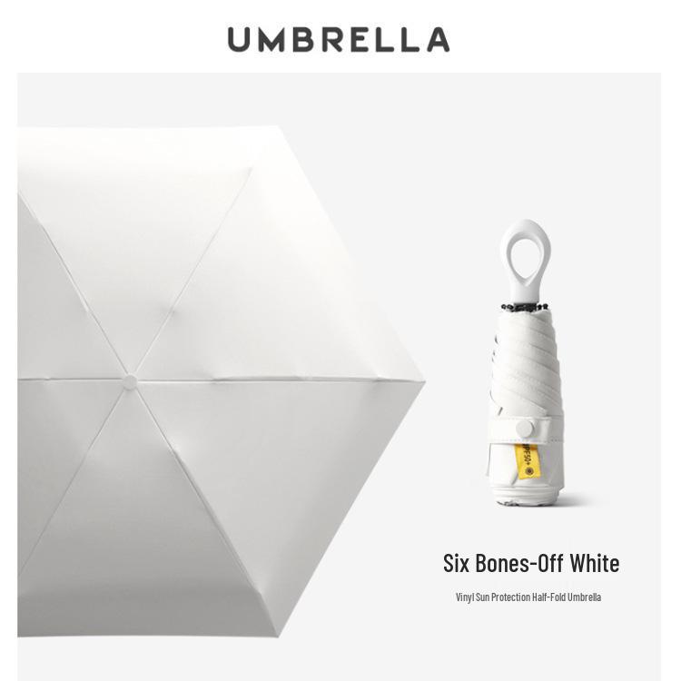 New Macaron Color Five-Fold Ultra-Light Sun Protection Compact Mini Umbrella with Buckle Handle