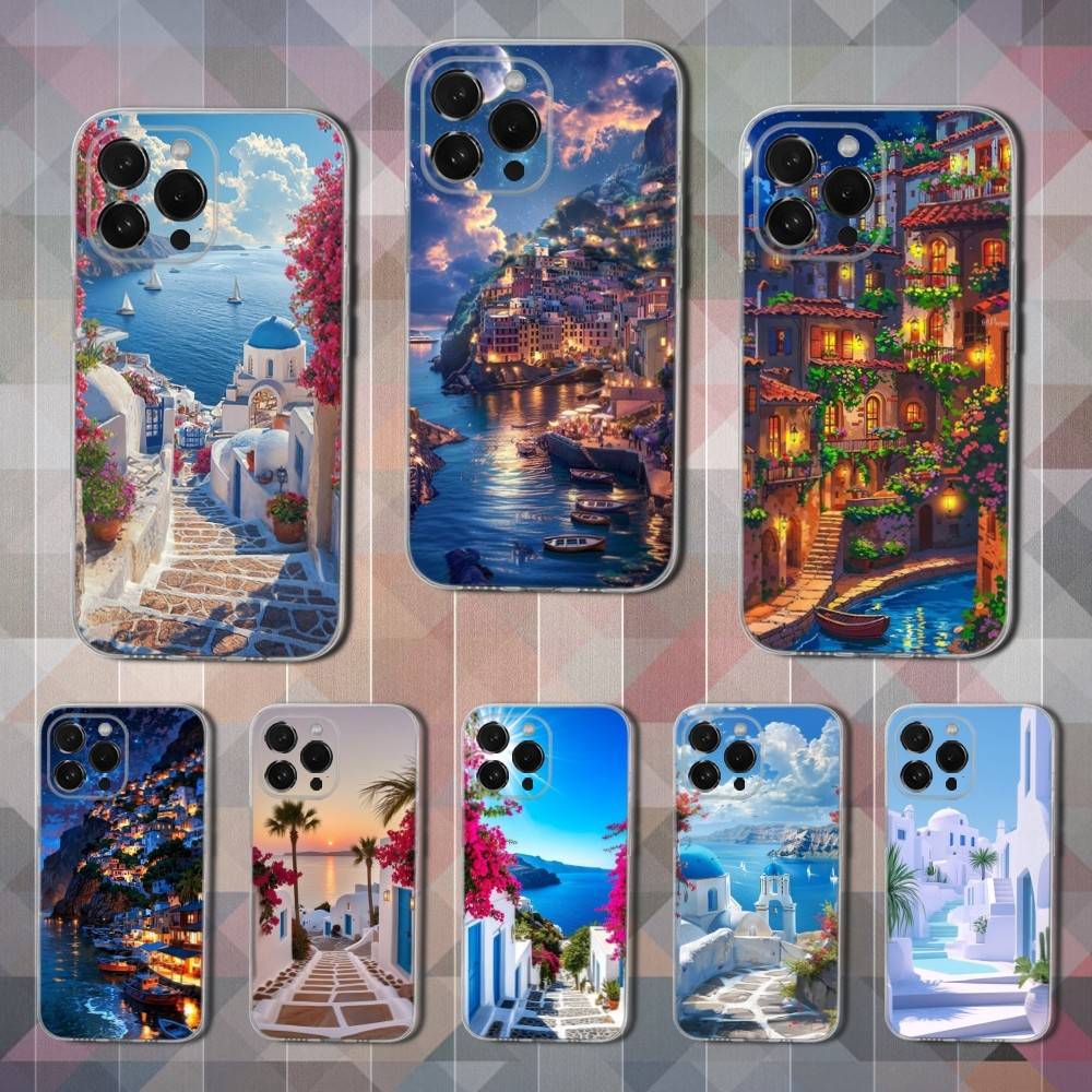 Painted Art House Scenery Phone Case For iPhone Max,Plus,11,14,13,XR,SE,12,15,Pro,17,16,X,XS,Mini Transparent Soft Cover