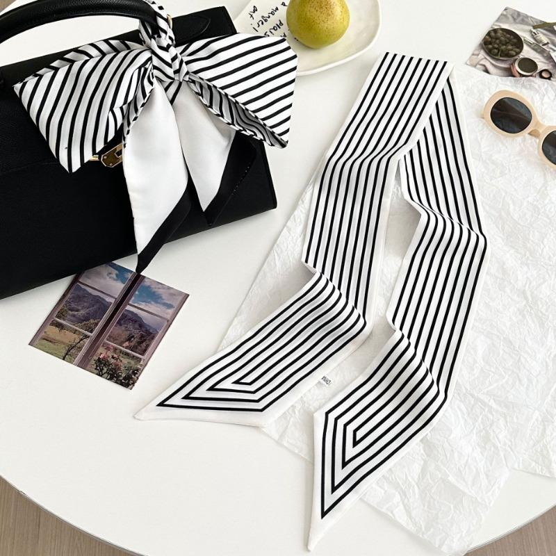 Silk scarf long strip new fashion tie bag ribbon streamer versatile small scarf bow headband headgear decorative belt