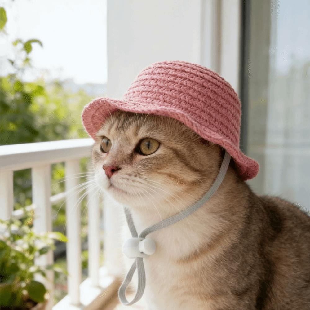Adjustable Pet Straw Hat Breathable Pet Sunshade Hat Fashion Dog Fisherman Hat Photography Props