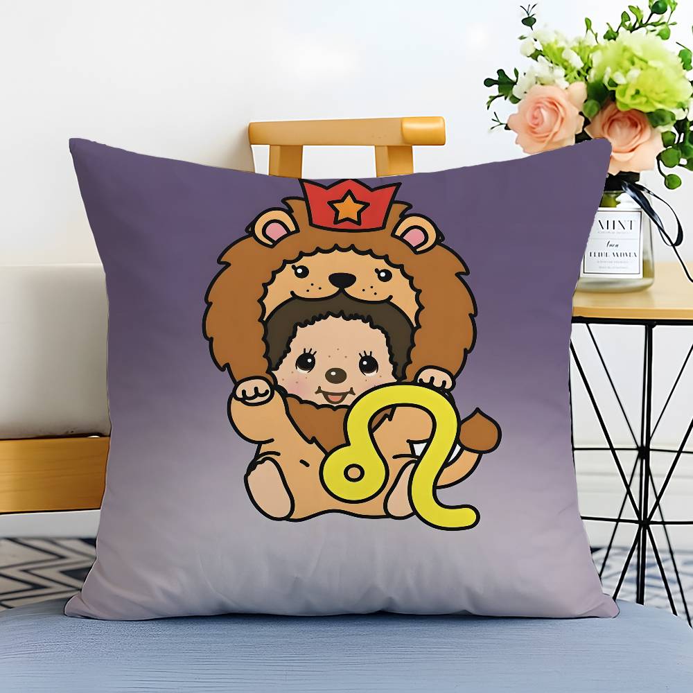 Cute Cartoon M-Monchhichis-MT Pillow Case Printed Brushed Fleece Pillow Baby Skin-Touch Eco-Friendly Dye-Sublimat