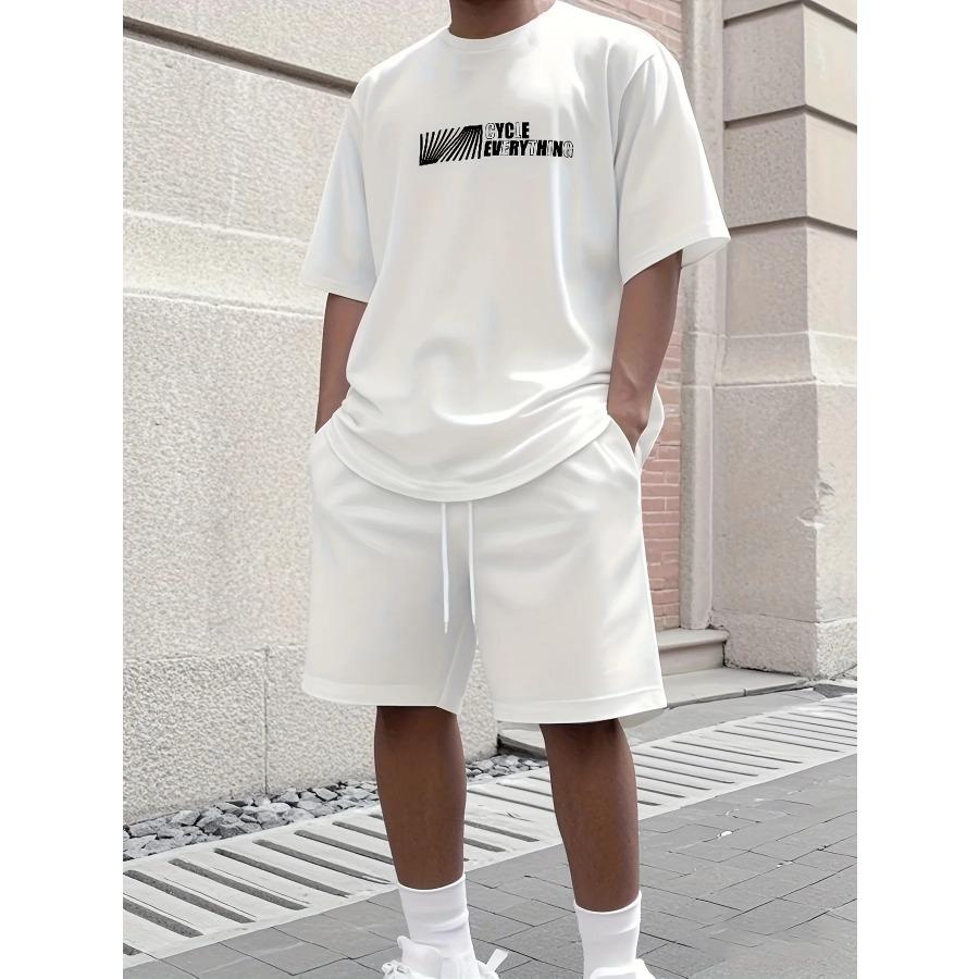 2026 New Men's Athletic Set Los Angeles Print Short-Sleeve T-Shirt Casual Athletic Set Streetwear Shorts Two-Piece Men's Set