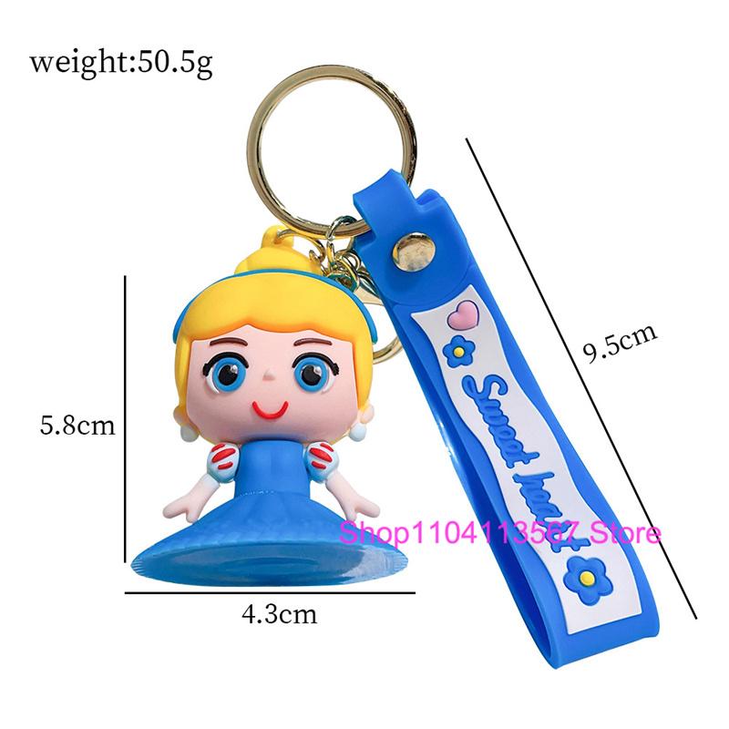 Anime Cartoon Silicone Girl Mermaid Princess Keychain Cute Snow White Anna Alice Keyring Bag Key Chain Pendant Kids Toys Gifts