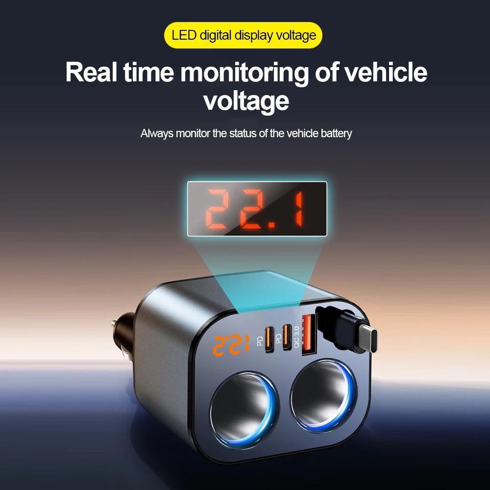 PD30W QC3.0 Car Charger 100W Car Charger Adapter 12V 24V Fast Charger Plug Phone Power Adapter for iPhone 16 Samsung For SUVs Trucks