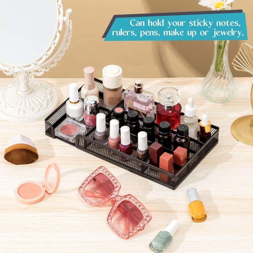 Mesh Desktop Storage Basket 6 Compartments Pen Organizer Storage Box  School