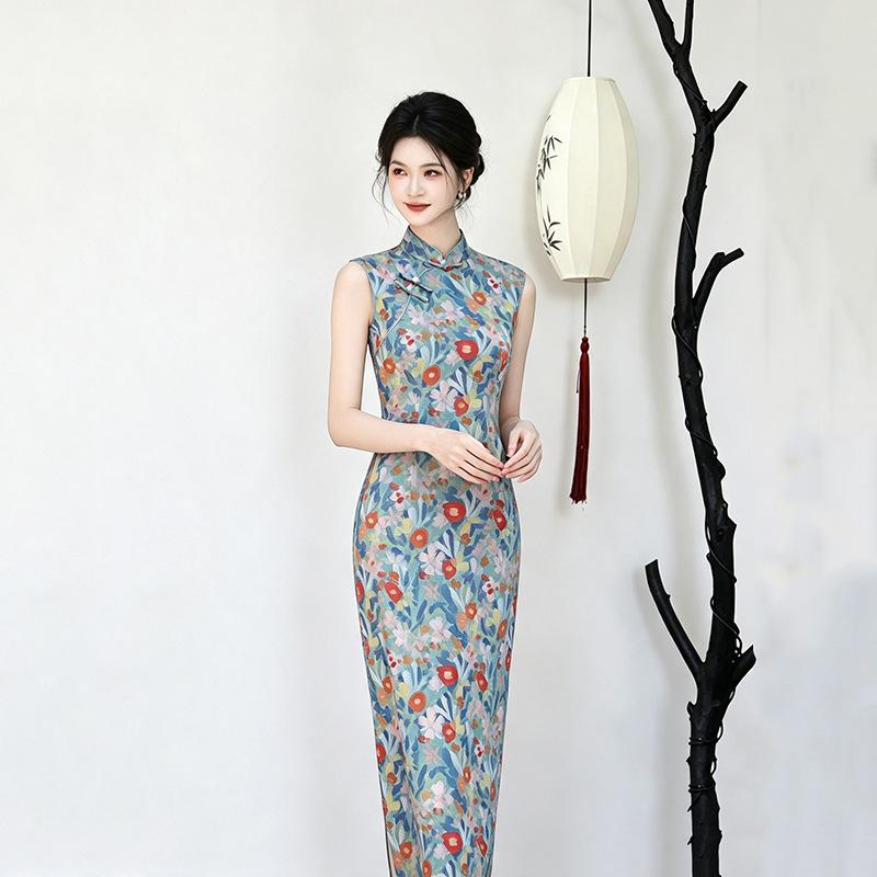 Sleeveless national style, new Chinese Suzhou long cheongsam, improved young 1011 new women's high-end sense, daily wear