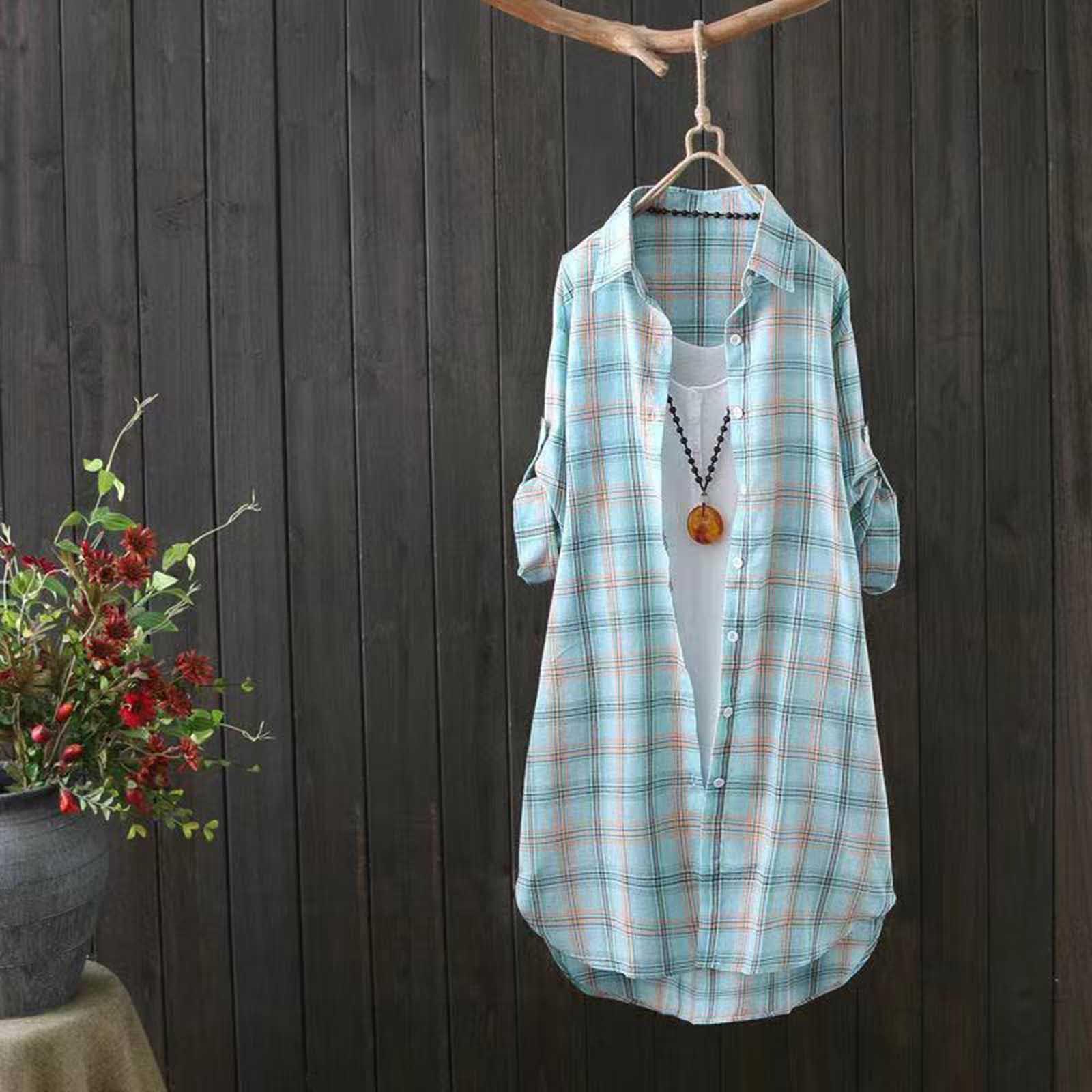 

Женская мода клетчатый свободный повседневный кардиган тонкая верхняя рубашка солнцезащитная куртка топ XL