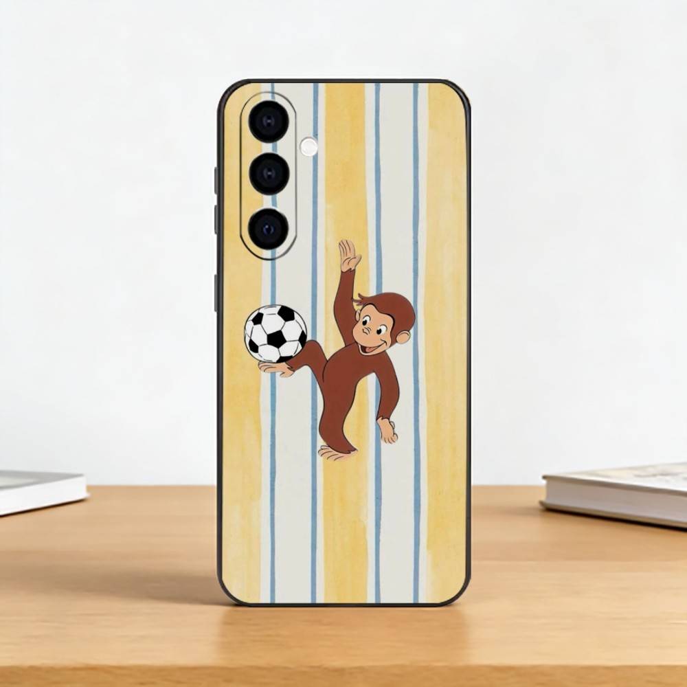 

Curious G-George M-Monkey Phone Case Black Silicone Soft For Samsung Galaxy A73,A72,A71,A70,A53,A52,A51 Samsung a51 4g