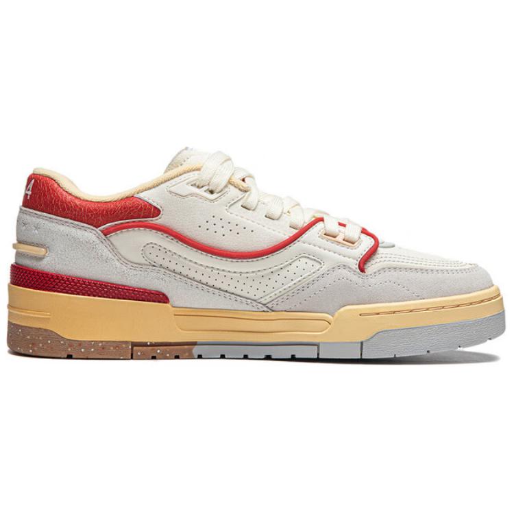 New LiNing 001 BTC Slip Resistant Cushioning Wear Resistant Support Low Top Skateboard Shoes Men's Beige Gray Red AGCU081-1