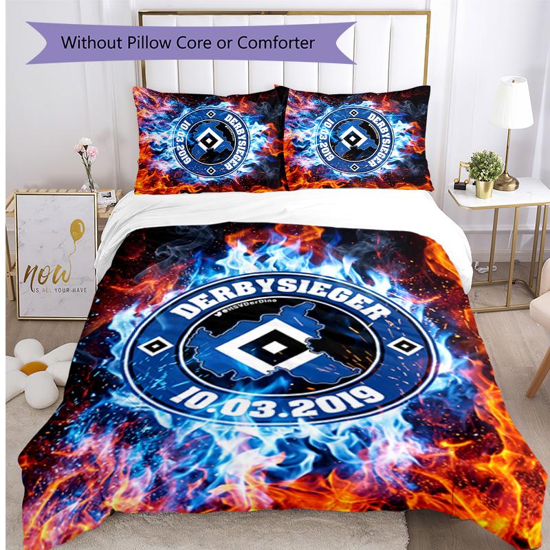 Set Lenzuola Stampato Calcio Hamburger SV 3 Pezzi, Comodo Set Copripiumino per Camera da Letto Amico della Pelle