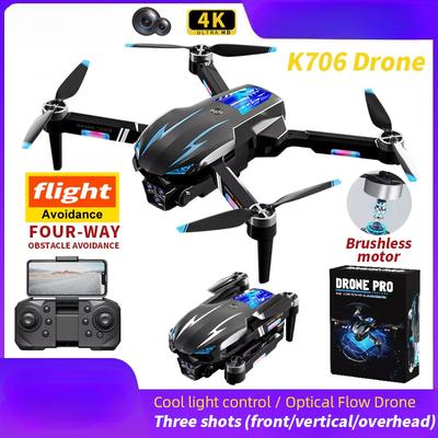 Nový dron K706 Pro s 8K HD fotografickým dronem s dálkovým ovládáním Bezkartáčové polohování optického toku Tříkamerová skládací kvadrokoptéra Dárek jako hračka