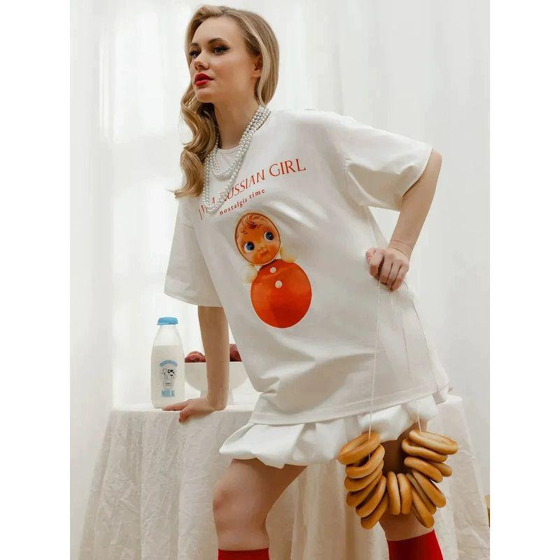 New Letter Printed T-Shirt Fashion Wind New Fashion Casual Loose round Neck Print T-shirt
