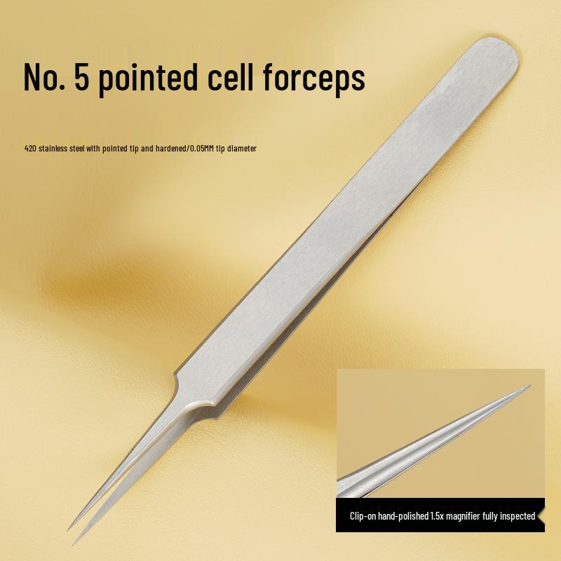 Extra Fine Precision Stainless Steel Acne Tweezers - No. 5 Needle Blackhead Clamp for Beauty Salon
