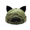 Cute Sweet Cat Ears Brimless Hat Personality Casual Solid Color Beanie Hat Cotton Breathable Washed Old Unisex Beanie Cap