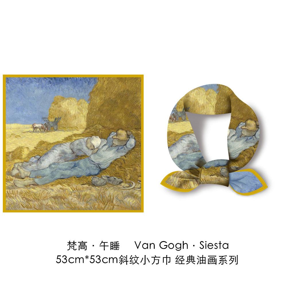 Silk scarf Van Gogh classic oil painting blooming apricot lady new 11cm decorative painting small square scarf scarf