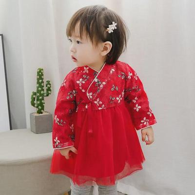 Herfst 2019 Baby Meisje Fluffy Garen Cheongsam: Prinsessenjurk in Oud-Chinese stijl (Model 9252)
