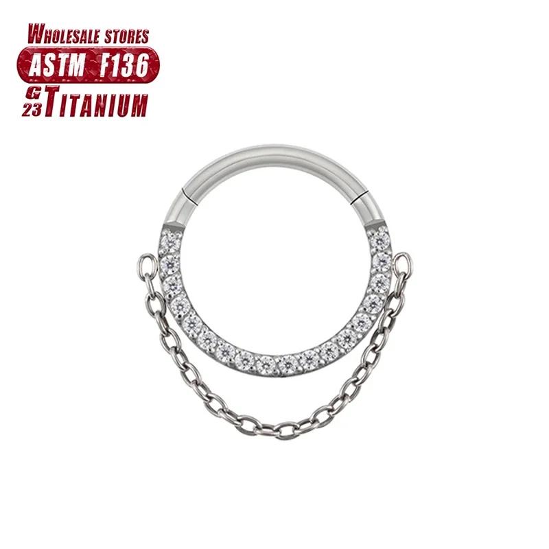 F136 Titan Piercing Septum Zirkon Ohr Tragus Knorpel Nasenringe Daith Helix Ring Clicker Schmuck für Damen Mädchen Geschenk