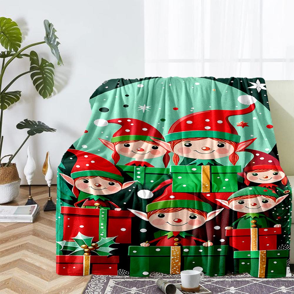 Christmas Santa Claus Theme Printed Blanket - Perfect for Couch, Bed, Travel & Outdoor Use | Machine Washable, Cozy & Durable.