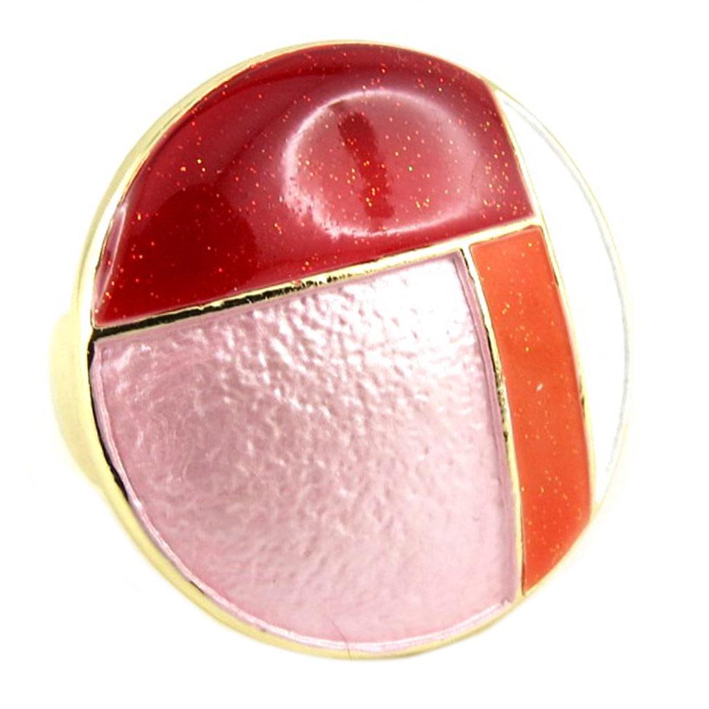 Les Trésors De Lily [P8380] - Bague Créateur 'Acapulco' rouge rose doré - 27 mm