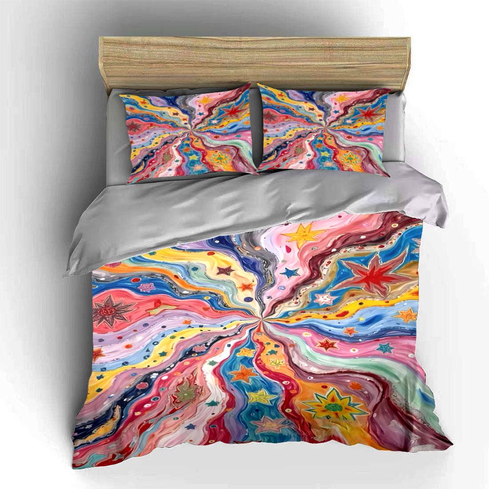 Colorful Swirling Stars. Bedding Sets Duvet Cover Sets Duvet Covers Pillowcases(1 * Duvet Cover 2 * Pillowcases, Without Duvet Insert)